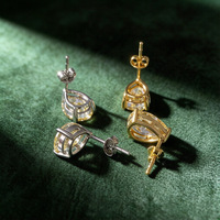 Boucles d'oreilles clous en argent sterling 925 de luxe avec zircon cubique taille poire de haute qualité pour femme, bijoux de piercing, cadeau de fête, vente en gros