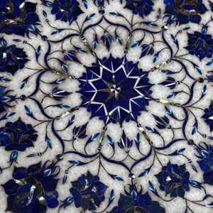 Elegant Handmade <b>White</b> Marble <b>Table</b> with Floral Pattern Design Luxury Dining Furniture for Home Office Hotel Restaurant - Product Image 5