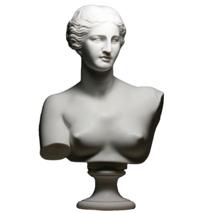 Statue de buste de soldat romain en pierre grandeur nature personnalisée Sculpture de tête en marbre au design occidental avec piédestal pour villa, temple ou <span class=keywords><strong>parc</strong></span> - Product Image 1