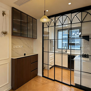 Puerta Corredera de Cierre Suave <span class=keywords><strong>con</strong></span> Marco Delgado Negro para el Hogar, Sala de Estar, Interior, Dormitorio, Cocina, Puerta Corredera de <span class=keywords><strong>Vidrio</strong></span> y Aluminio para Balcón - Product Image 6