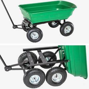 Chariot à benne basculante de jardin en plastique avec la capacité de charge 100kg TC4253 structure personnalisable d'OEM de chariot de remorque de <span class=keywords><strong>poly</strong></span> plateau à quatre roues - Product Image 6