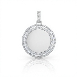 Collier personnalisé avec mémoire glacée, style hip-hop, en argent sterling 925 plaqué or, avec pendentif médaillon photo en moissanite et diamant, breloques - Product Image 1