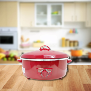 Olla Eléctrica HANABISHI de 10 Pulgadas, 1.5L, con Tapa de Aluminio Rojo Brillante, HEP-10, Multifuncional, para Freír, Hervir y Cocinar al Vapor, para Uso Doméstico y al Aire Libre - Product Image 1