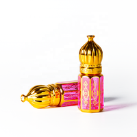 Bouteilles de Dubai Attar Bouteille de parfum de luxe 6ml en verre arabe octogonal rose avec boule en verre et boîte d'emballage