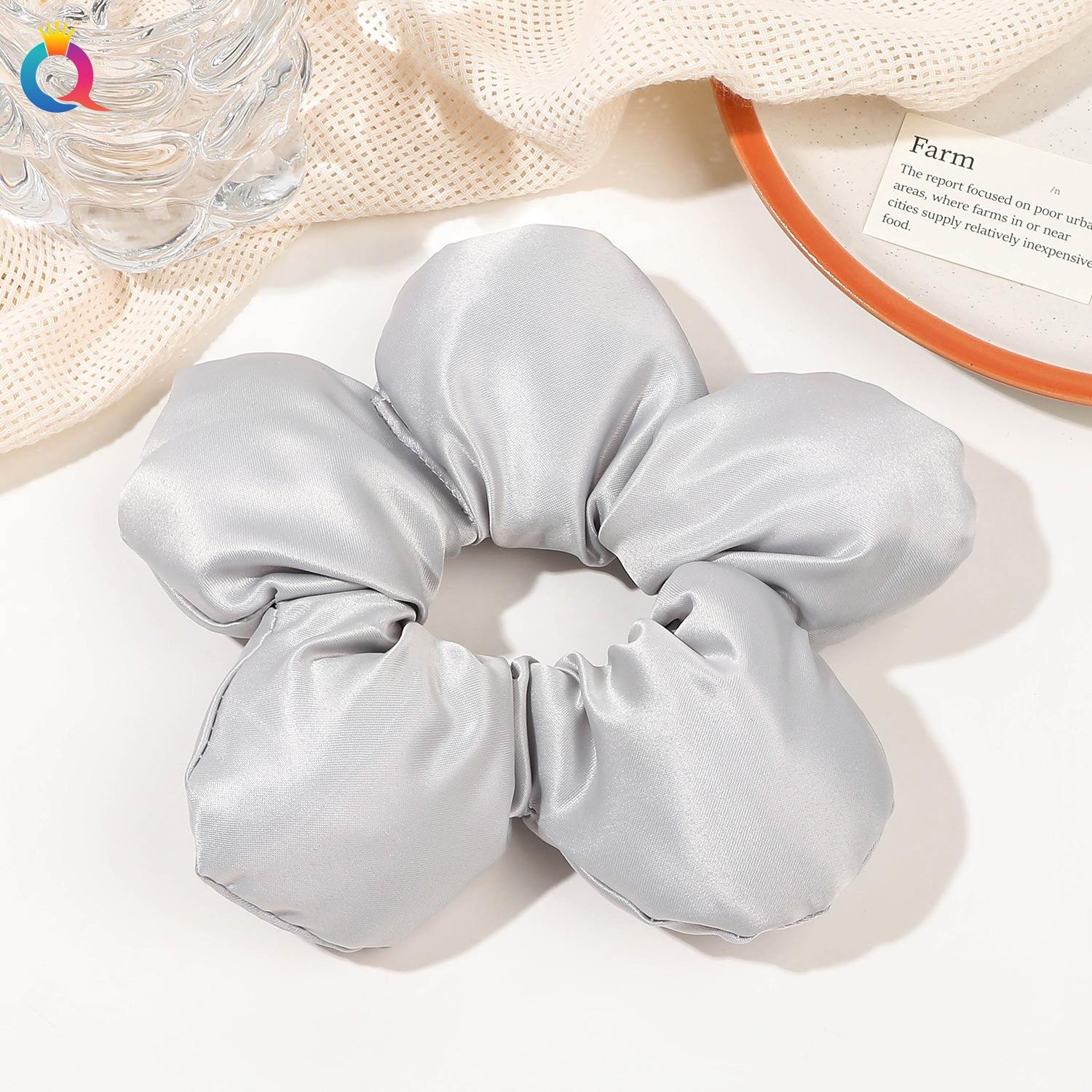 Scrunchie in cotone satinato-grigio chiaro