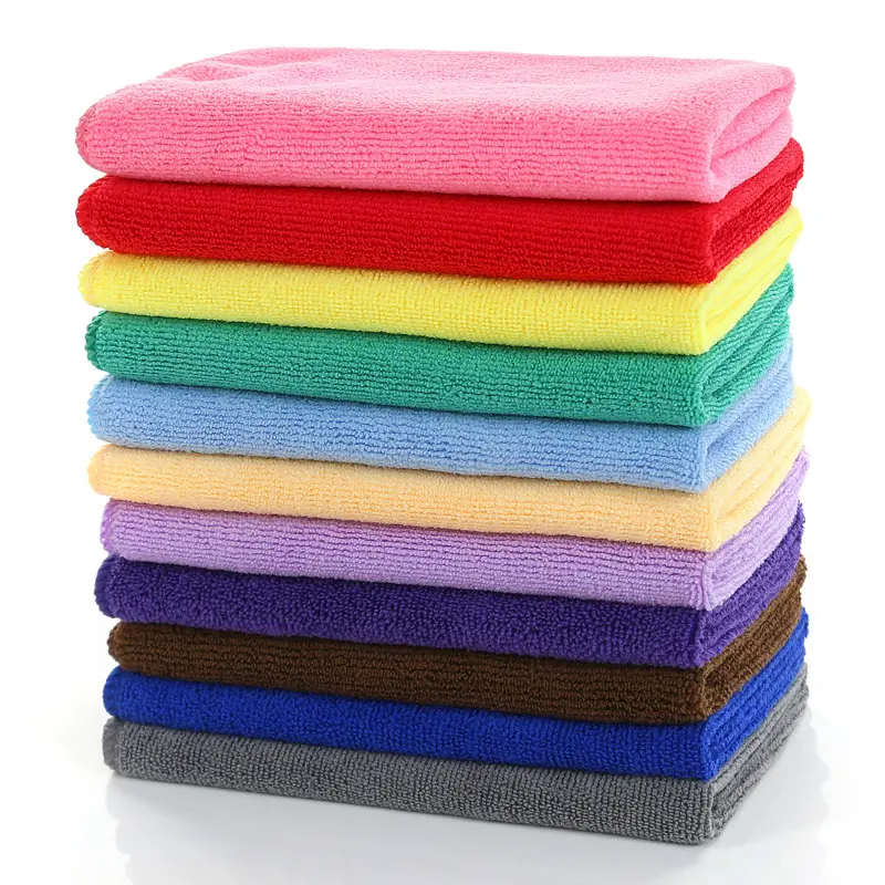 80% Polyester 20% poliamid renkli mikrofiber havlu bez araba mikrofiber temizlik havlusu