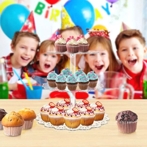 Soporte de acrílico transparente pulido de 3 niveles personalizado para cupcakes, soporte de torre de postre de boda, estantes de exhibición de fábrica, estante organizador de cartón - Product Image 1