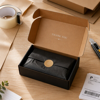 Boîte d'expédition en carton ondulé noir mat personnalisée, emballage recyclable pour l'e-commerce, vêtements, abonnement, cadeau, avec logo