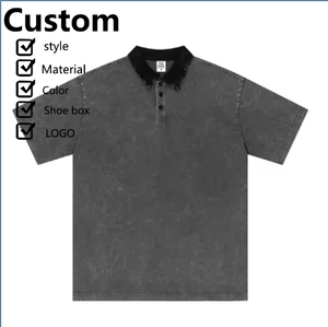 เสื้อโปโลคอกลมทรงหลวมวินเทจเสื้อโปโลพิมพ์ลายฉีดตรง100ผ้าฝ้ายแขนสั้นเสื้อดอง - Product Image 5