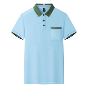 Polo uni avec bordure contrastée en polyester à manches courtes pour usage quotidien - Product Image 3