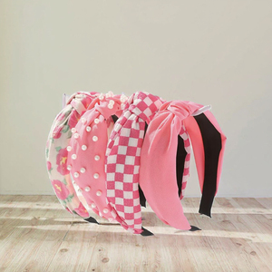 Serre-têtes larges pour femmes Citytrendi, motif floral à nœuds torsadés et perles, 14 cm, multifonctionnels, style vintage, avec nœud supérieur - Product Image 3