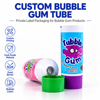 Tube d'emballage personnalisé pour chewing-gum, conteneur en aluminium et plastique avec bouchon à vis 12,7-35 mm, logo imprimé UV, qualité alimentaire