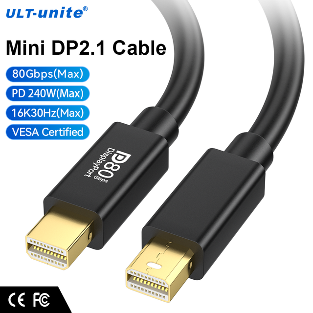 ULT-unite 16K Mini Cable Male to Male 1m 80Gbps Mini DP2.1 Cable