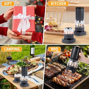 2026 New Rechargeable Spicy <b>Pepper</b> Mill Automatic Electric Salt and <b>Pepper</b> Mill <b>Grinder</b> Set with 2 - 6 Container - Product Image 5