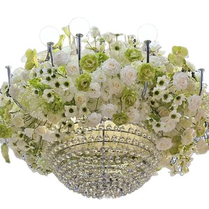 Lámparas Colgantes de Techo con Flores Artificiales de Seda Blanca, Decoración para <span class=keywords><strong>Bodas</strong></span> de Primavera y Verano, Auditorio, Mesa de Recepción - Product Image 3