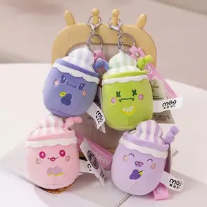 New Cute Strawberry Drink Plush Stuffed Toy Soft Ice Cream Leite Chá Plush Boba Tea Toy Boba Plushie Keychain