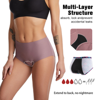 Sous-vêtement menstruel en coton biologique à trois couches de haute qualité pour les femmes culotte en bambou à nœud élégant tricoté teint uni
