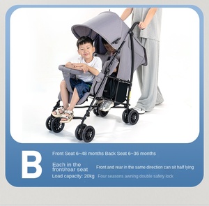Cochecito Doble Compacto y Plegable Profesional para Bebés Gemelos o Hermanos, con Asientos Reclinables y Ligero para Viajar - Product Image 5