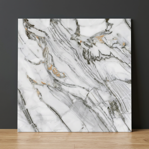 Fantasy White Marble Effect Porcelain Tiles for Residential Flooring Glossy 600x600mm Ceramic - Product Image 1