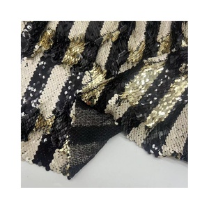 Nuovo prodotto di fabbrica nero e beige paillettes ricamato tessuto di maglia 100% <span class=keywords><strong>P</strong></span> per abito con paillettes - Product Image 1