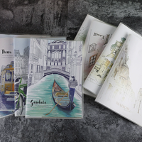 Carnet de notes portable vintage à haute valeur esthétique pour étudiants, avec motifs d'architecture européenne