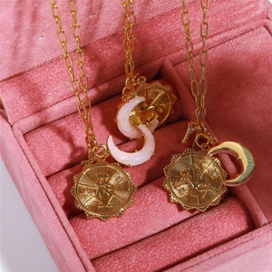 Collar <span class=keywords><strong>de</strong></span> Ópalo Girasol que no se desvanece, con los Doce Signos del Zodíaco, Runas Retro Vintage y Colgante <span class=keywords><strong>de</strong></span> Ópalo Luna Nueva - Product Image 2