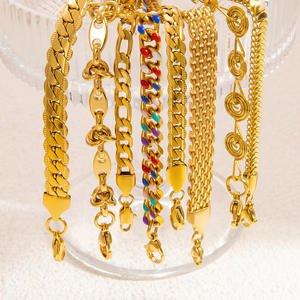 European American Stainless Steel Bracelet 18K Gold Plated <b>Chain</b> <b>Titanium</b> Steel Geometric Design Jewelry for Women - Product Image 4