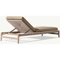 Chaise longue de luxe pour piscine, en rotin tressé résistant aux intempéries, avec structure en teck massif, pour l'extérieur