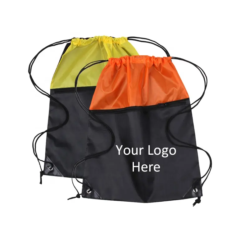 Werkspreis benutzerdefinierter Werbe-Sport-Rücksack Tasche 210 D Polyester Zeichenband-Tasche Verpackung Druck benutzerdefiniertes Logo Zeichenband-Tasche