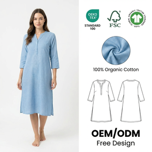 Abito Kurta Moderno di Alta Gamma, Nuovo Design alla Moda, Set Kurta in Puro Cotone Biologico Certificato OEKO-TEX per Donne - Product Image 1