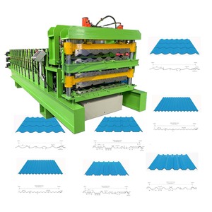 Machine de formage de tôles de toiture à effet tuile en acier à haute productivité avec moteur, engrenage, roulement, boîte de vitesses - Product Image 1