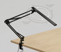 Lampe de bureau avec design anti-éblouissement en métal, LED CRI95, alimentation CA, commande par bouton rotatif pour la gradation/la réglage des couleurs, utilisation en chambre et en bureau