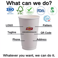 Vaso Metálico Plateado WELPACK; Vaso de Papel con Doble Pared Aislante; Vaso de Café Desechable de Lujo de 8-20 oz para Bodas y Eventos