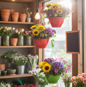 Pot de fleurs suspendu auto-arrosant en plastique coloré avec crochet, durable, pour balcon, petite taille, vente en gros - Product Image 5