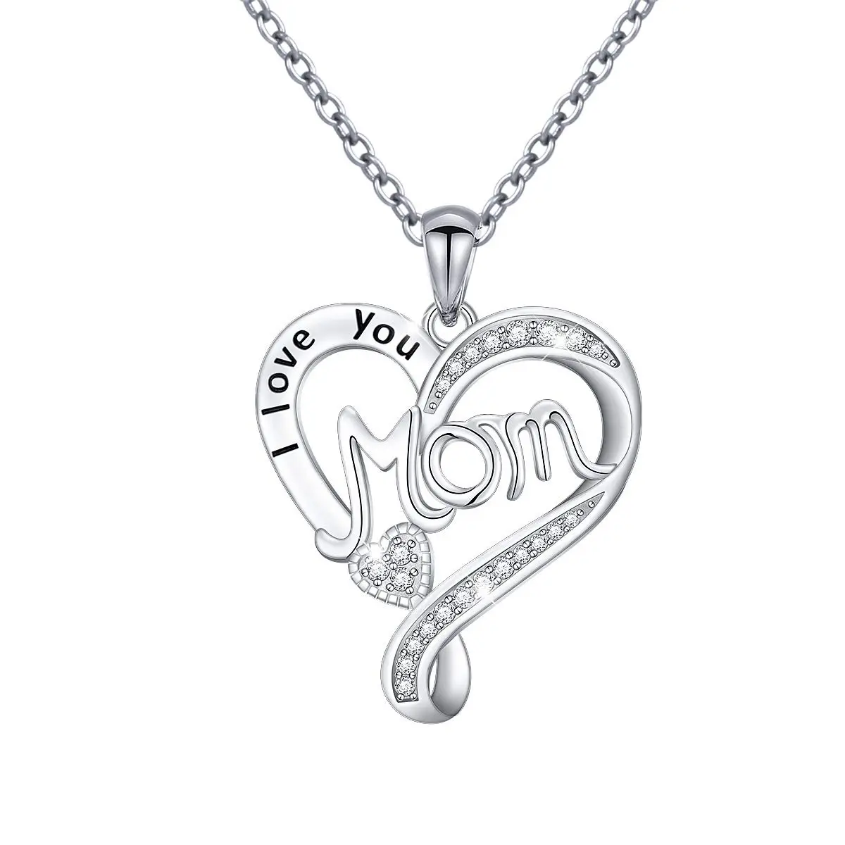 I LOVE YOU MOM Mother Day Jewelry Customize 925 Sterling Silver Heart Mom Pendant Mother Day Gifts 2021