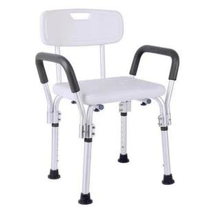 Heng Longhao Shower <b>Stool</b> With Backrest And Armrest Height Adjustable Aluminum Alloy <b>Bathroom</b> Safety Equipment - Product Image 1