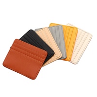 Dompet Kartu Kulit PU Slim Custom Grosir Tanpa Penutup, Logo Multi-Printing, Bentuk Gelombang, Kartu Nama Bisnis yang Dipersonalisasi