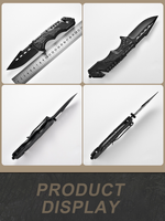 Couteau de poche pliable tactique de survie en plein air personnalisé avec poignée en plastique OEM à revêtement noir