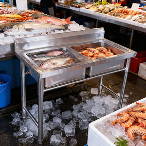 حوض تجاري سميك ، محطة غسيل مطعم مطبخ ، وعاء مزدوج واحد - Product Image 4