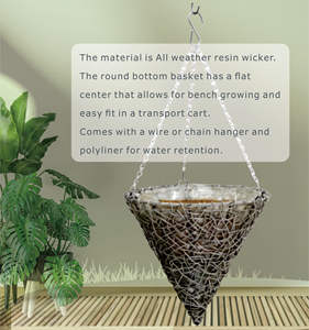 Panier suspendu série fougère dorée et broussailles 14 "Simple Beautiful - Product Image 3