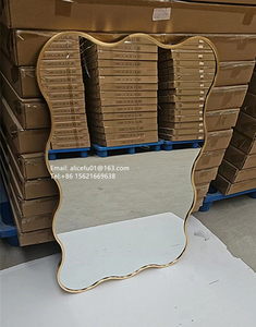 Miroir décoratif mural en aluminium de forme irrégulière ondulée pour entrée, couloir, hôtels ou salle de bain - Product Image 6