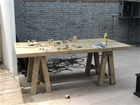 Table de cuisine en bois massif rétro, 12 pièces, Vintage, rétro, rustique, naturel