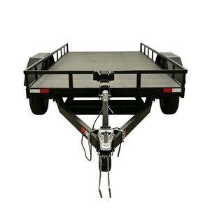 <span class=keywords><strong>Remorque</strong></span> utilitaire à double essieu avec rails latéraux et boîte de rangement, <span class=keywords><strong>remorque</strong></span> à plateau noir thermolaqué pour le camping et le transport de VTT - Product Image 3