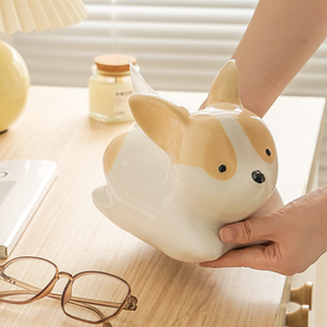 2025 mignon <span class=keywords><strong>en</strong></span> céramique Corgi porte-mouchoirs fait à la main ludique Animal décor peint à la main Style pour salon bureau boîtes à mouchoirs - Product Image 5