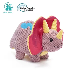 Gran oferta, juguetes interactivos para masticar mascotas chirriantes de peluche, juguete de perro de dinosaurio de peluche duradero