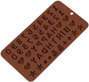 실리콘 알파벳 금형-실리콘 편지 금형 생일 축하 번호 기호 금형 케이크, 사탕, 아이스 큐브, 초콜릿