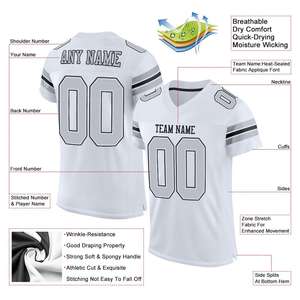Custom <b>White</b> Silver-<b>Black</b> Classic Style Mesh Authentic <b>Football</b> Jersey - Product Image 2