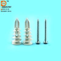 Chevilles murales en plastique pour cloisons sèches, vis 16*42, cheville auto-perceuse en nylon à fente pour cloisons sèches 5/8 * 1 5/8 pouces, chevilles pour cloisons sèches en stock