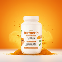 Capsules de Curcumine de Qualité Alimentaire OEM/ODM Personnalisables, Extrait de Curcumine, 120 Capsules en Bouteille