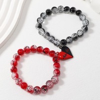 Pulsera de Pareja Negra y Roja para el Día de San Valentín, Pulseras Magnéticas de Pareja con Colgante de Amor de Estilo Gótico
